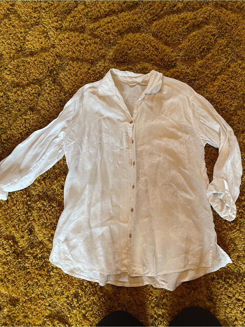 J. Jill white linen button down top size medium costal beach lightweight